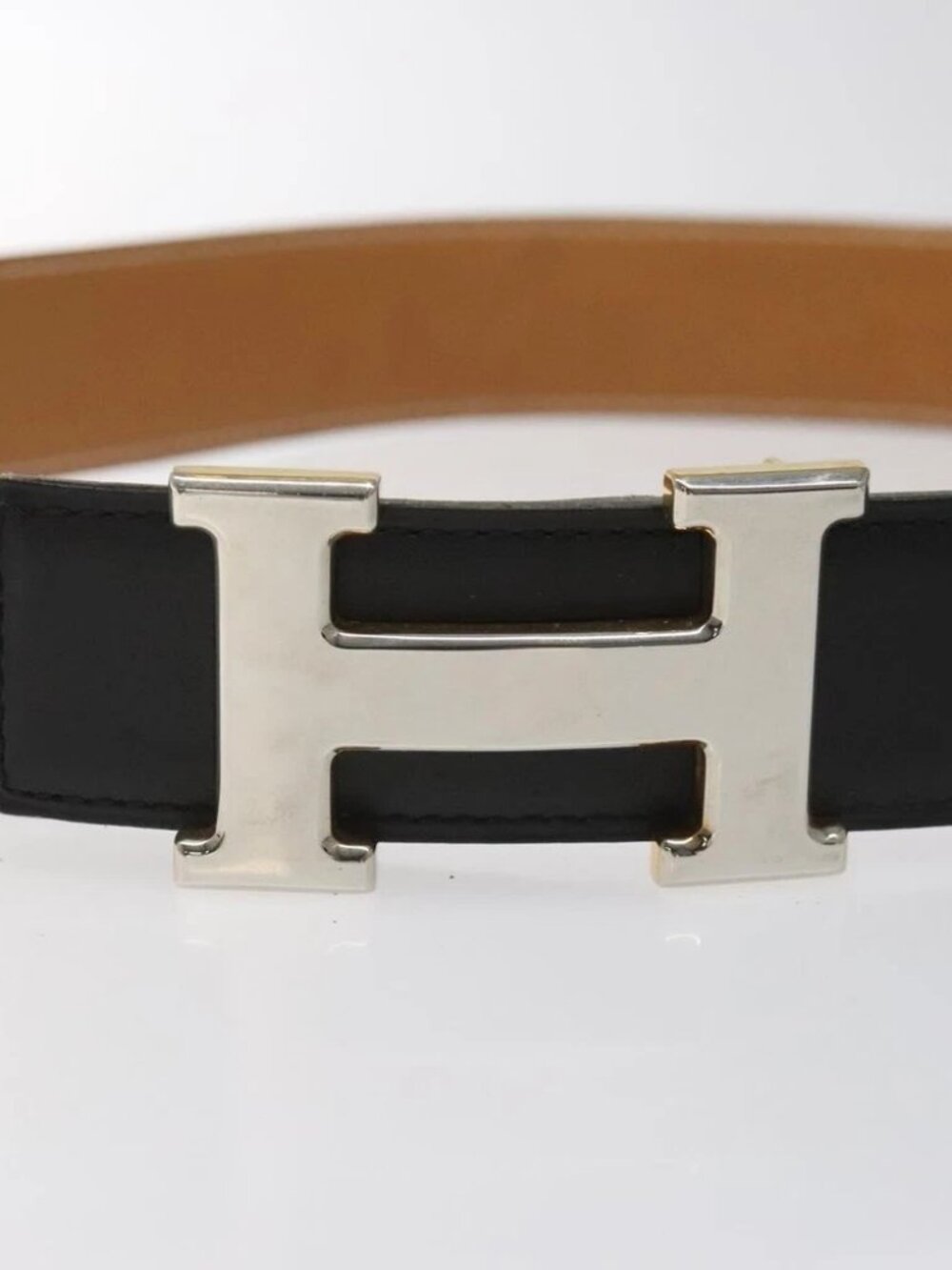 HERMES Twotone Constance H Belt Leather 31.1" Black Auth ki5531 - Picture 9 of 12